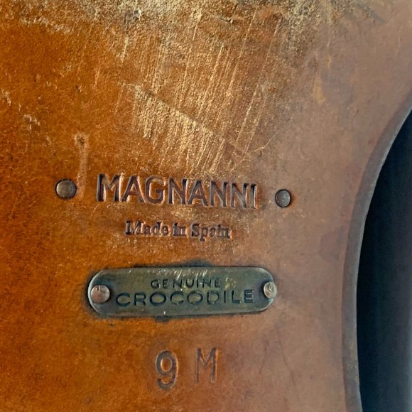 MAGNANNI Brown Calfskin & Crocodile‎ Medallion Toe Dress Brogues main image 7